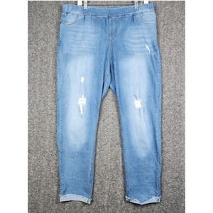 Jvini Jeggings Women 3XL Light Blue Distressed Pull On High Rise Raw Hem